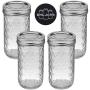 Ball Quilted Kristall Glasbehälter Regular Mouth 12 oz Set mit Nicht-Rutsch-Deckelöffner - Set von 4 Behälter - Sterilisations- und Glasbehälter mit Deckeln und Bändern