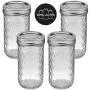 Ball Quilted Crystal Mason Jars Regular Mouth 12 oz Bundle with Non Slip Jar Opener- Set of 4 Mason Jars - Canning Glass Jars with Lids and Bands