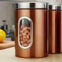 Festnight Food Storage Containers Airtight Containers 3 Piece Set Large Air Tight Clear Durable with Lids Grain Storage Tank Transparent View Window Jars Organization Sets Stainless Steel