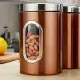 Festnight Food Storage Containers Airtight Containers 3 Piece Set Large Air Tight Clear Durable with Lids Grain Storage Tank Transparent View Window Jars Organization Sets Stainless Steel