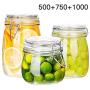 Tree House Glass Storage jar Member, Round Storage Containers Herbs Pot Clear Airtight Seal Sealed jar-J 500+750+1000ml