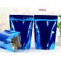 12 Pcs Blue Reusable Aluminium Foil Zip Lock Stand Up Food Pouches Bags Resealable Double-Sided Colored Zipper Pouch Zip Mylar Bag for Food Storage Gift Basket Supplies (14cmx20cm)