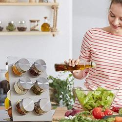 Shengruhua Spice Rack With 6 Jars, Free Standing Stainless Steel Countertop Spice Rack Organizer Seasoning Jar Storage Holder For Spice Jar, Can, Bottle And More, Includes 6 Spice Jars elegant