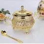 Glass Storage Containers - European gold glass container glass jars and lids mini bottle cookie jartea coffee sugar storage jars SNG002
