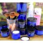 Combination 12 Pack of Cobalt Blue 1oz & 2oz Glass Straight Sided Jars, Lids Included; Empty Refillable Containers for Cosmetics, Creams, Lotions, Essential Oils (6 of Each)