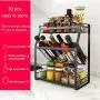 Étagère murale pour épices, 3 niveaux, en acier inoxydable 304, étagère d'angle debout, organisateur de stockage de condiments en verre et bouteilles, design incliné pour un accès facile, 13,8 pouces. Étagère murale pour épices, 3 niveaux, en acier inoxydable 304, étagère d'angle debout, organisateur de stockage de condiments en verre et bouteilles, design incliné pour un accès facile, 13,8 pouces.