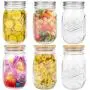 Mason Jar with Lids, 16 OZ Regular Food Storage Jar, Set of 6 Bamboo and Tinplate Mason Jar Lid for Store Tea, Coffee, Spice, Candy