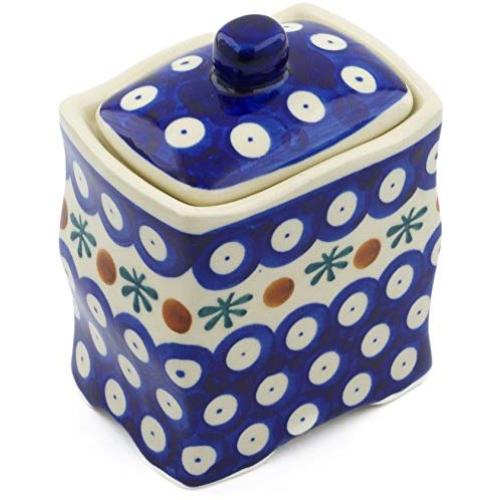 Polish Pottery 4?-inch Jar with Lid (Mosquito Theme) + Certificate of Authenticity