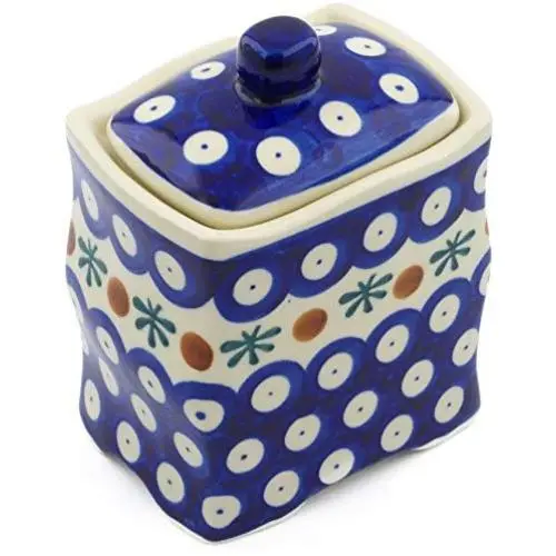Polish Pottery 4?-inch Jar with Lid (Mosquito Theme) + Certificate of Authenticity Polish Pottery 4?-inch Jar with Lid (Mosquito Theme) + Certificate of Authenticity