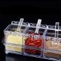 LiHiGe- 4pcs Acrylic Table Spice Set Seasoning Box Jar Bottle Condiment Storage 8 - Bow Pot Jar And Salt Jar Rest Set Shakers Seasoning Spice & Condiment Pepper Condiment P
