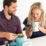 Frescher Kaffeebehälter - Luftdichte Dose für Kaffeebohnen & gemahlenen Kaffee | Frische erhalten | Edelstahl-Behälter mit Datenerfassung, CO2-Ventil, Kaffeelöffel und Reiseglas - Silber