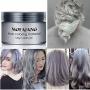 Temporary Silver Gray Hair Wax Pomade for People, Luxury Coloring Mud Grey Hair Dye,Washable Treatment with All Day Hold. Non-Greasy Matte Hairstyle Ash for Party, Cosplay