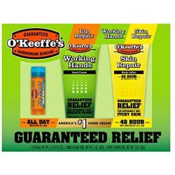 OKeeffes Giftbox including Cooling Relief Lip Repair Stick, Working Hands Tube and Skin Repair Tube, Green