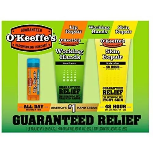 OKeeffes Giftbox including Cooling Relief Lip Repair Stick, Working Hands Tube and Skin Repair Tube, Green OKeeffes Giftbox including Cooling Relief Lip Repair Stick, Working Hands Tube and Skin Repair Tube, Green