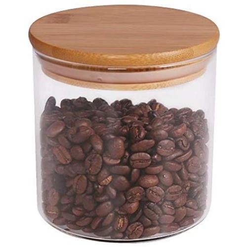 Food Storage Jar, 18.6 FL OZ (550 ML), [Thickened Version] 77L Glass Food Storage Jar with Airtight Seal Bamboo Lid - Modern Design Clear Food Storage Canister for Serving Tea, Coffee, Spice and More