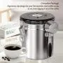 Airtight Coffee Canister, HOKEKI Stainless Steel Container for the Kitchen, Coffee Ground Vault Jar With One Way Co2 Valve And Scoop, Tea Coffee Sugar, Extra Coffee Spoon, 16 oz (Stainless Steel) Airtight Coffee Canister, HOKEKI Stainless Steel Container for the Kitchen, Coffee Ground Vault Jar With One Way Co2 Valve And Scoop, Tea Coffee Sugar, Extra Coffee Spoon, 16 oz (Stainless Steel)