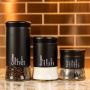 3 Kitchen canisters-/Coffee/Flour/Food/Candy/Pasta-Kitchen Canisters White-Black Kitchen Canisters Airtight