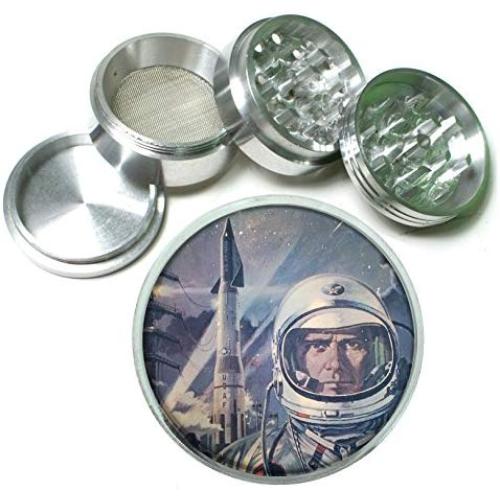 Vintage SciFi Space Man Retro Aluminum Tobacco Herb Spice Grinder