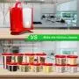 Elegant Life BPA Free Leakproof Durable Plastic Storage Container Set with Rotating Rack for Flour, Sugar, Cereals Safe for Microwave/Freezer/Dishwasher, Racer Red