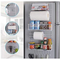 YAONIEO 5-Tires Space Saving Refrigerator Side Storage Rack Kitchen Spice Jars Shelves Holder White