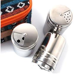 Portable Packing Bag- Stainless Steel Spice Containers Salt Sugar Pepper with Rotating Cover - Ideal Spice Tins for Indoor Kitchen Cooking and Outdoor Barbecue Camping Picnic