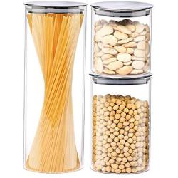 WANGLX ST Stackable Food Storage Containers Storage Jar Set Good Sealing BPA Free & Food Grade Plastic - Spaghetti & Cereal Dispenser, A