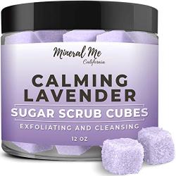 Body Scrub Exfoliator - 12oz LAVANDER Sugar scrub cubes w/Mango Butter & Shea butter- Ultra Hydrating & Moisturizing - All Natural & Organic for all body exfoliation-For hands, arms legs, elbow & foot