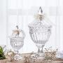 HOUSIYU Candy Jar Transparent Glass with Lid Storage Tank, Suitable for Kitchen and Bathroom Small Items Storage, Wedding Center Decoration Candy Self-Service Tank, 2-Piece Set
