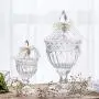 Glas Candy Jar Behälter mit Deckel, HOUSIYU, Geeignet für Küchen- und Badezimmer-Kleinigkeiten, Hochzeitstanzdeko, Süßigkeiten-Selbstbedienungsbehälter, 2-er Set