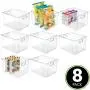 mDesign Klarspeicherbehälter mit Griffen – für Küche, Speisekammer, Schrank, Kühlschrank/Gefrierschrank – Groß für Snacks, Obst, Gemüse, Pasta, Lebensmittel – 8er Pack