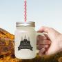 Green Trick Or Treat Halloween Candies Style 1 Frosted Glass Mason Jar With Straw