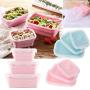 Kitchen Food Storage Jar Airtight Food Storage Silicone Bento Box Folding Lunch Bowl Collapsible Holder Food Storage Container (Color : Blue)