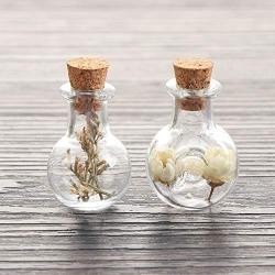 Glass Jars Bottles With Cork Stoppers 5pcs DIY Pendants Cork Stopper Storage Vial Mini Glass Cork Bottles Empty Sample Jars Wishing Bottle Wedding Home Decoration