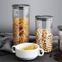 NNDQ Glass Storage Jar with Airtight Stainless Steel Lids/Clear Glass Canisters, Borosilicate Vacuum Seal for Tea Coffee Flour Snacks Set of 4