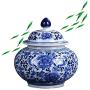 Ceramic Vase LJIANW Peony Porcelain Tea Tin/Tea Storage/Tea Caddy/Tea Canister/Helmet-Shaped Temple Display Jar, 4 Sizes (Color : Blue, Size : 20x19.5cm)