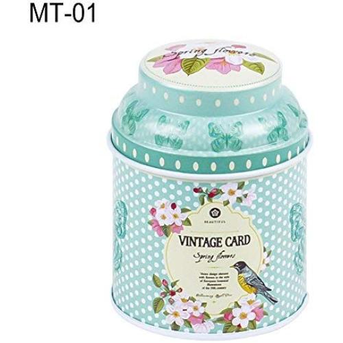 Vintage Blumen Zylinder Mini Tin Box, Samtütel, Tee-Behälter, Lebensmittelbehälter für Tee, Kaffee, Kräuter, Süßigkeiten, Zucker, Gewürze, Kerzen – MT-01