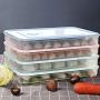 Food Storage Container with Lids, Single Layer Refrigerator Food Dumplings Airtight Storage Container Stackable Plastic Box (Blue)