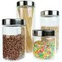 Home Intuition Round Glass Canister Set with Stainless Steel Lids, 4 Pieces Home Intuition Round Glass Canister Set with Stainless Steel Lids, 4 Pieces