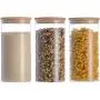 Bocal en verre 3X950ml avec couvercle en bambou pour stockage aliments, conserve, idéal pour pâtes, café, sachets de thé (Set de 3, 10x20cm) Bocal en verre 3X950ml avec couvercle en bambou pour stockage aliments, conserve, idéal pour pâtes, café, sachets de thé (Set de 3, 10x20cm)
