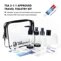 Travel Bottles & TSA Approved Toiletry Bag Set, Travel Size Toiletries & Accessories Kit, Travel Containers/Jars, Silicone Bottle, Travel Size Toothpaste, Clear Toiletry Bag, Leak Proof for Liquids