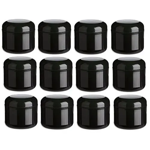 12 Stück Nakpunar, 8 oz schwarze Doppelwand-Kunststoffbehälter mit Dome-Deckel