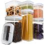 DuraHome FLiPLOCK Airtight Food Storage Containers 6 Piece Set - BPA Free Durable Clear Acrylic Container with Innovative Air Tight Handle Lid for Dry Goods Pantry Organization (Rectanlge)