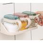 Wall Mount Seasoning Box Set, Clear Glass Spice Storage Canister With Airtight Lids And Spoons Reusable Spice Jars-2 Pcs