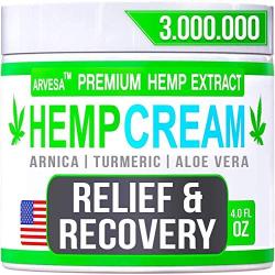 Instant Hemp Cream - Made in USA - Relieves Muscle, Foot, Shoulder, Joints and Back - Natural Hemp Oil Extract Gel with MSM - Glucosаminе - Arnica - Turmeric - 4oz