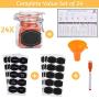 Spice Jars - 3.4 oz Airtight Spice Containers | 24 Count Flip Top Glass Jars with Lids | Empty Spice bottles with 60 Labels, Chalkboard Pen, Magnetic Conversion Chart | Kitchen Spice Organizer