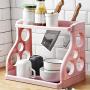 Double Layers Spice Rack, Seasoning Stand Holder Quality Plastic Kitchen Organizer Seasoning Jar Storage Shelf,Beige