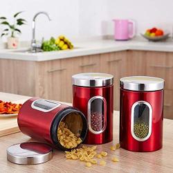 Liveday 1/3Pcs Multifunction Tea Coffee Sugar Storage Canisters Jars Pots Kitchen Container Tins Durable