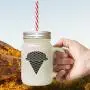 Red Multicolor Cone Ice Image Frosted Glass Mason Jar With Straw Red Multicolor Cone Ice Image Frosted Glass Mason Jar With Straw