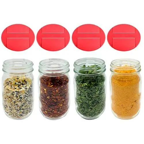 Jarming Collections Glas Gewürzbehälter/Flaschen – Mini Mason Gläser 4 oz. Leere Gewürzbehälter mit Sieb- und Gießbechern, Komplettset mit Kalkgewürz-Etiketten für Kräuter und Gewürze