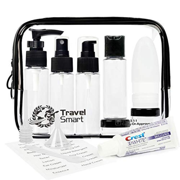 Travel Bottles And TSA Approved Toiletry Bag, Clear Quart Size